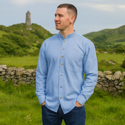 Irish Grandfather Shirt with Blue and White Stripes