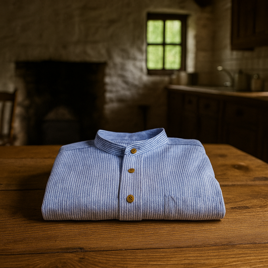 Irish Grandfather Shirt with Blue and White Stripes