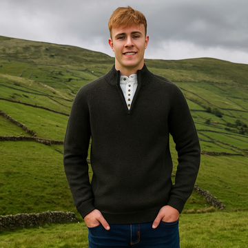 Clifden Zip Knit Aran Sweater