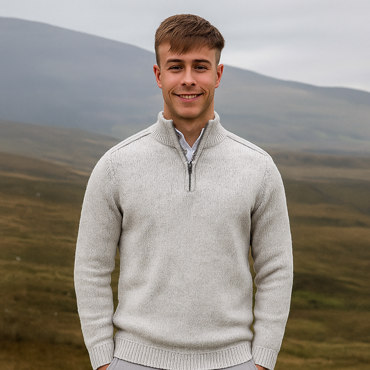 Clifden Zip Knit Aran Sweater