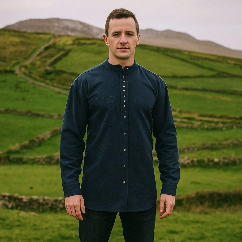 Navy Blue Irish Grandfather Shirt