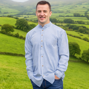 White and Blue striped Irish Grandfather Shirt - Navy