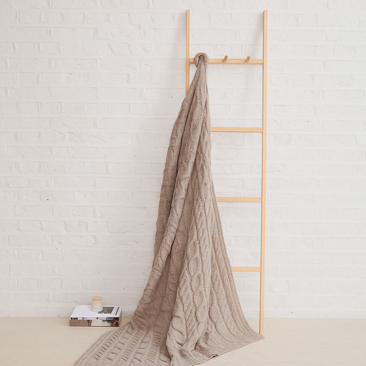 Silver Strand Supersoft Merino Aran Cable Throw - Oat