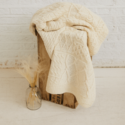 Keel Aran Patchwork Merino Blanket - Natural