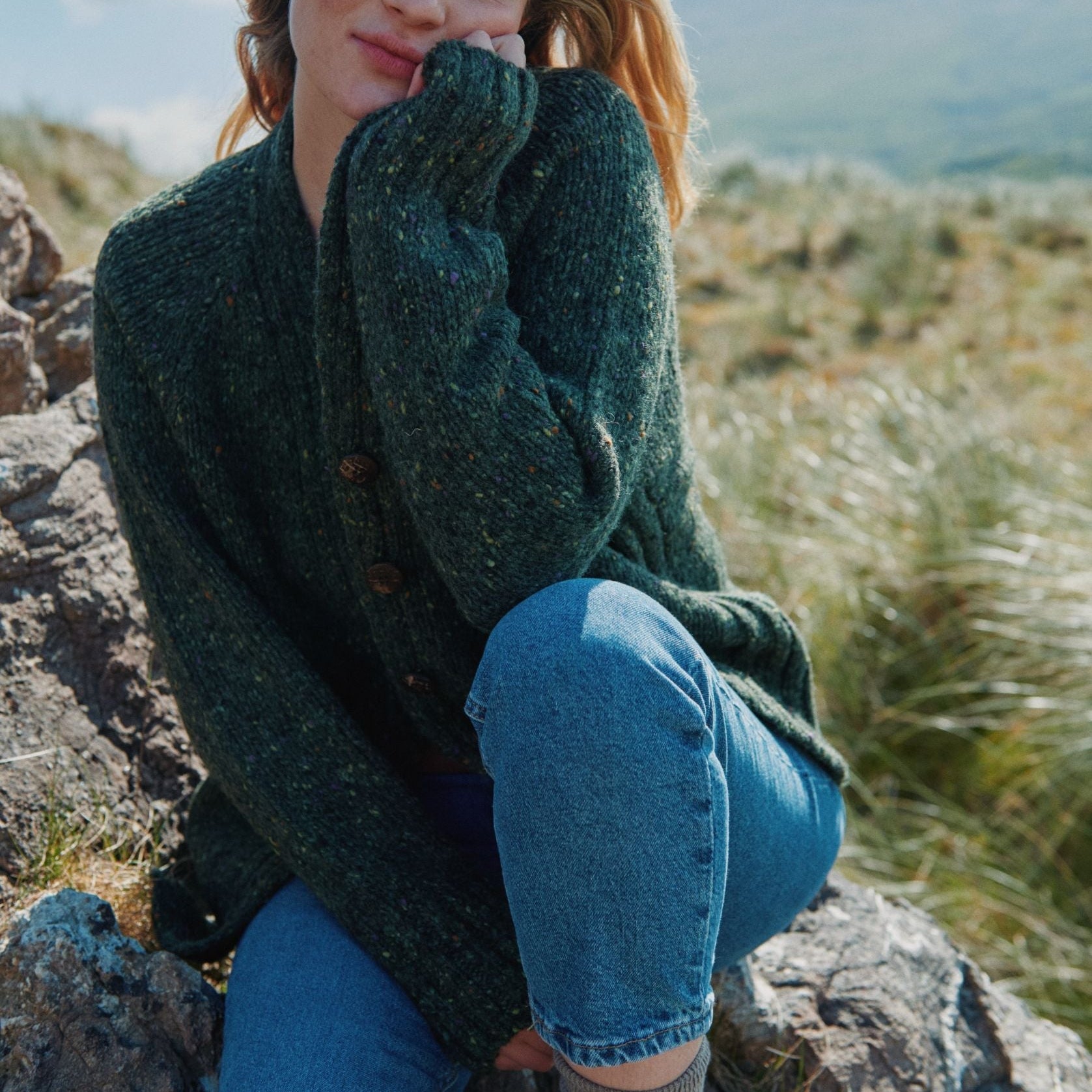 Bonny Glen Ladies Tweed Forest Green Cardigan