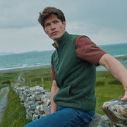 Rossport Mens Green Aran Nepped Gilet