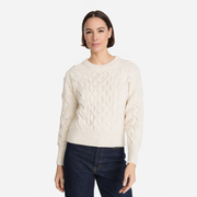 Ladies Crop Cable Natural Sweater