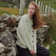 Achill Island Ladies Aran Natural Cardigan