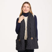 Moy Grey Aran Pocket Scarf