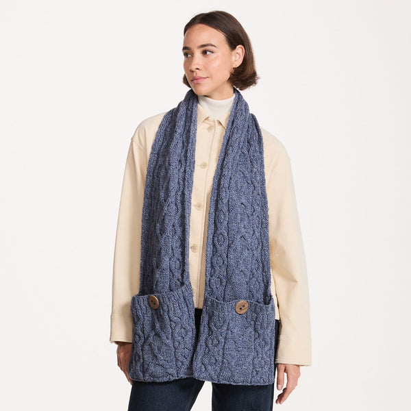 Moy Denim Aran Pocket Scarf