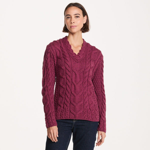Tralee Ladies V-Neck Berry Sweater