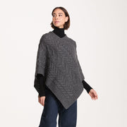 Glencar Ladies Classic Aran Charcoal Poncho