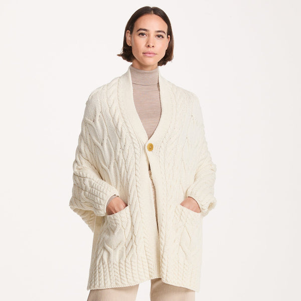 Knocknarea Ladies Wrap Merino Natural Cardigan