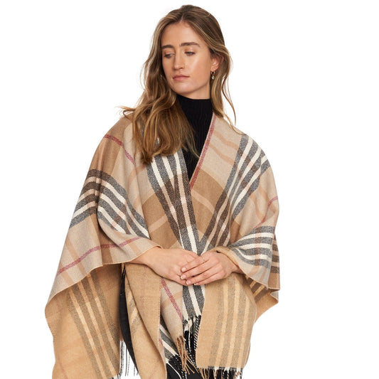 Jimmy Hourihan Fringed Shawl in Plaid Design