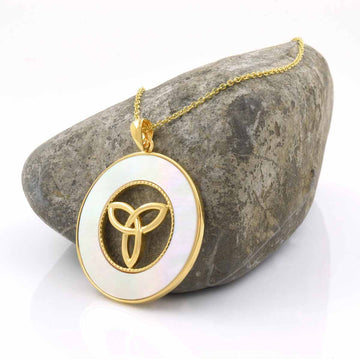 Gold Mother of Pearl Celtic Necklace