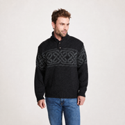 Celtic Pattern Charcoal Men Aran Sweater