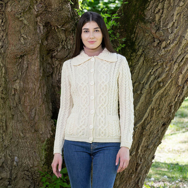 Ladies Button Cardigan natural