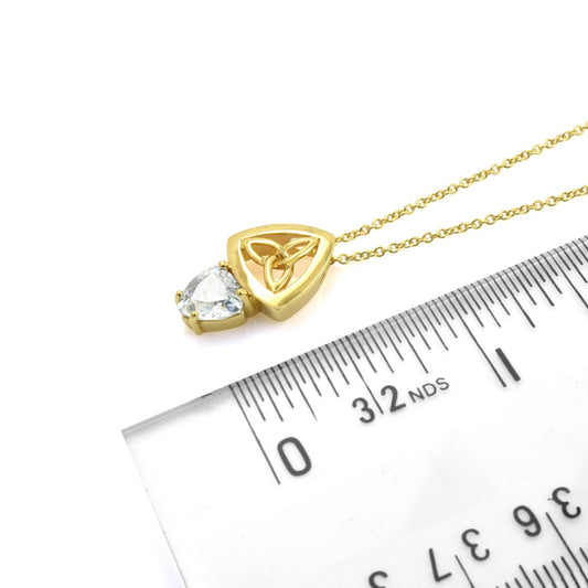Gold Trinity Knot Necklace Over Sterling Silver