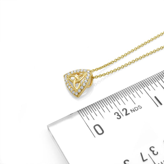 Gold Diamond CZ Trinity Knot Necklace