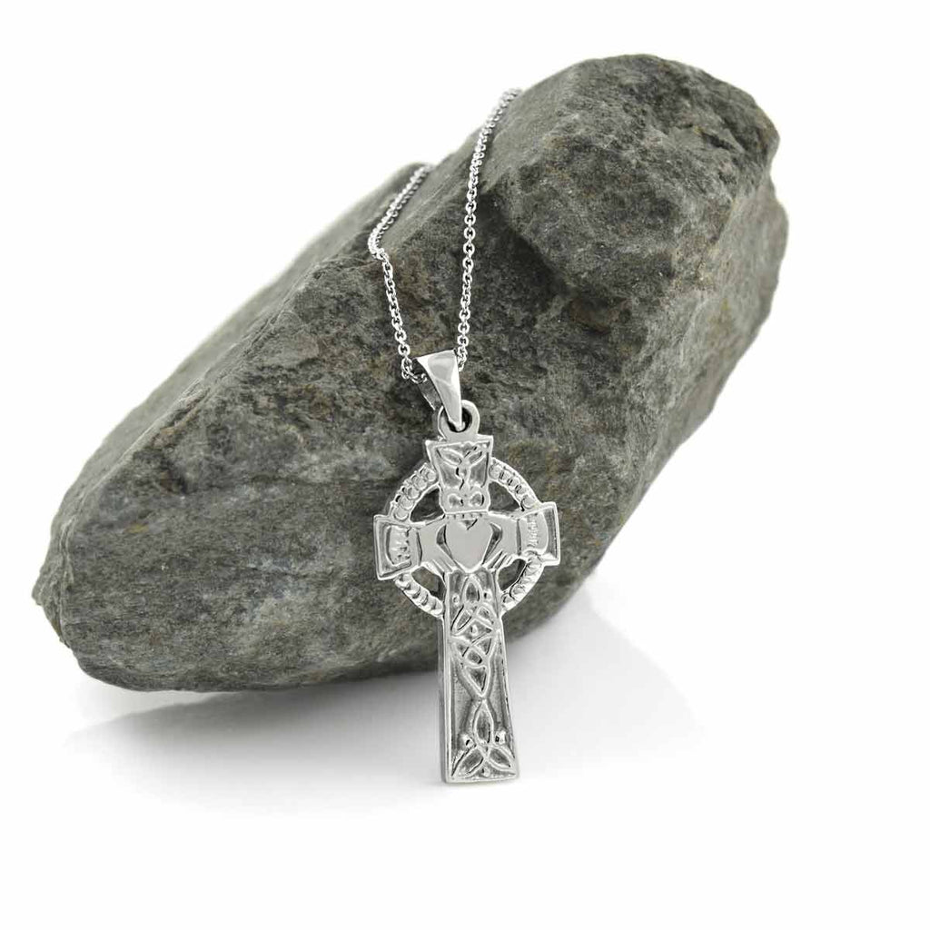 Claddagh and Trinity Knot Celtic Cross