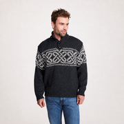Celtic Pattern Charcoal Men Aran Sweater