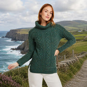 Belcare Ladies Aran Green Roll Neck Sweater