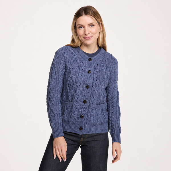 Ladies Denim Heritage Aran Lumber Cardigan