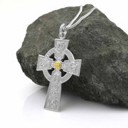 Medium Cross Necklace with Gold Bead