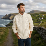 Brannock Men's Natural Aran Zipper Cardigan