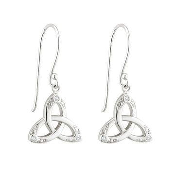 Sterling Silver Crystal Trinity Knot Drop Earrings