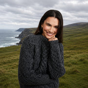 Kilronan Aran Ladies Charcoal Honeycomb Sweater