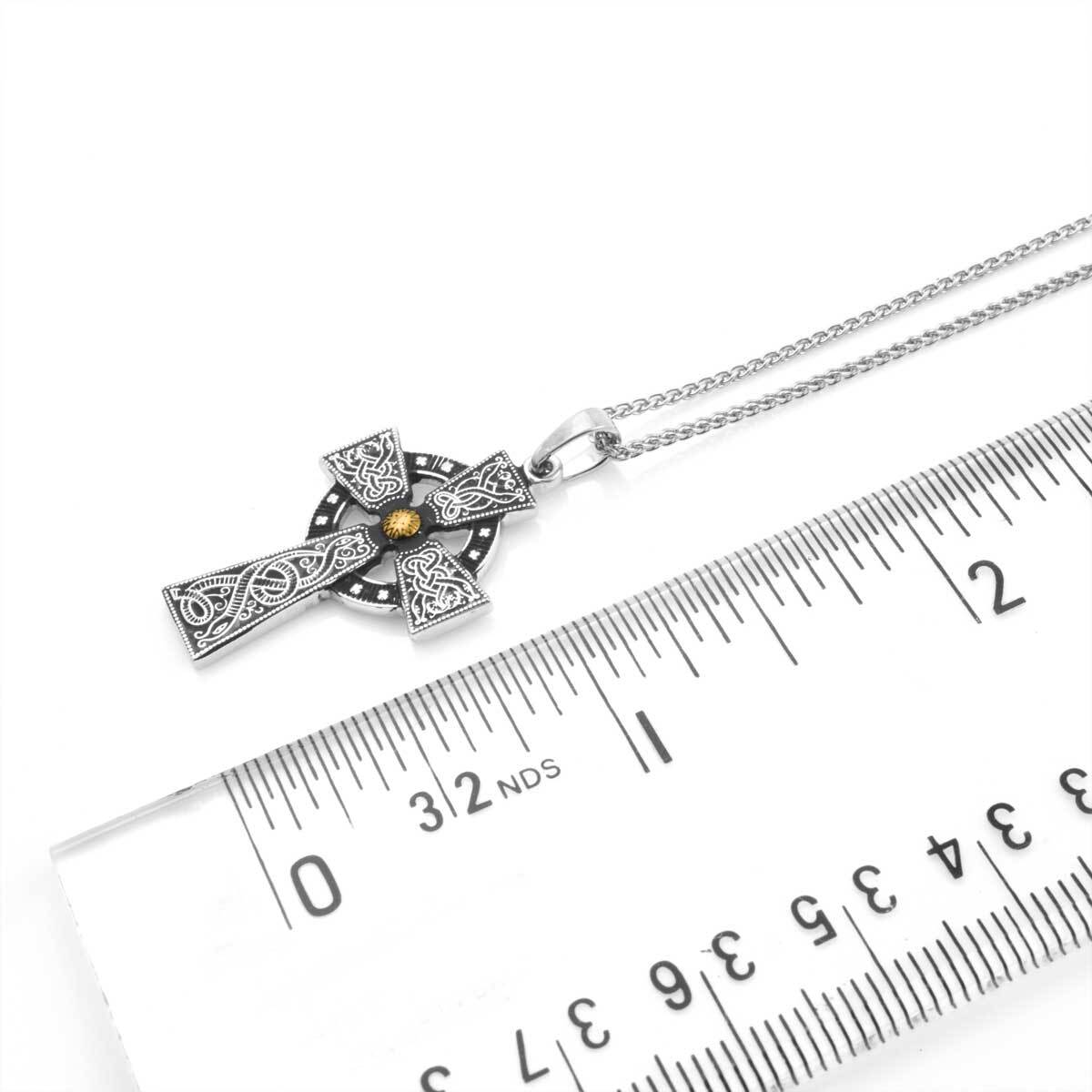 Medium Warrior Cross Necklace with Gold Bead