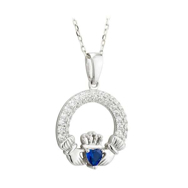 September Birthstone Claddagh Pendant