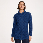 Ladies Chunky Cable Dark Blue Cardigan