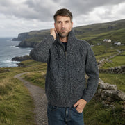 Brannock Men's Charcoal Aran Zipper Cardigan