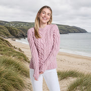 Listowel Ladies Aran Pink Cabled Sweater