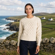 Isla Ladies Crop Cable Natural Sweater