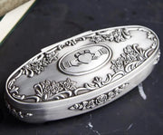 Mullingar Pewter Oval Jewelry Box with Claddagh Design
