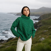 Skellig Ladies Oversized Green Aran Sweater