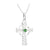 Sterling Silver Large Green Crystal Cross Pendant