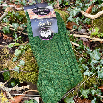 Connemara Socks- Green Tweed Wool