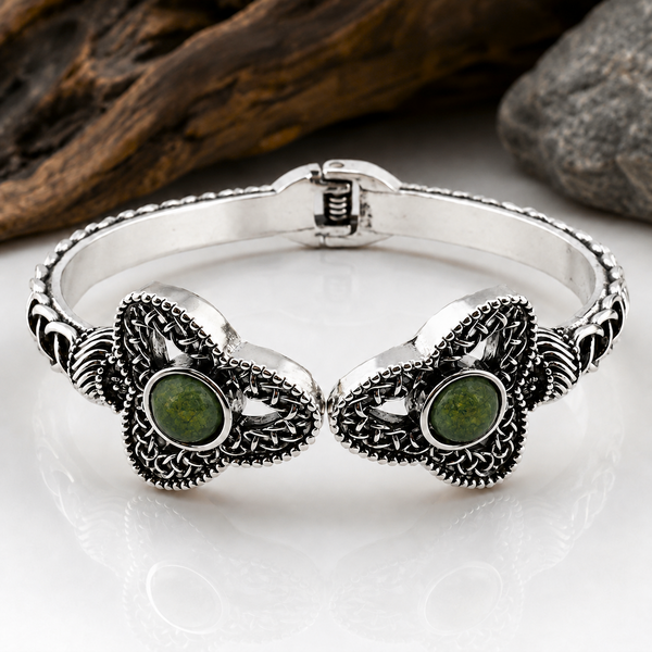 Connemara Marble Silver Plated Celtic Torc Bangle