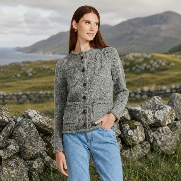 Avondale Ladies Tweed Grey Cardigan