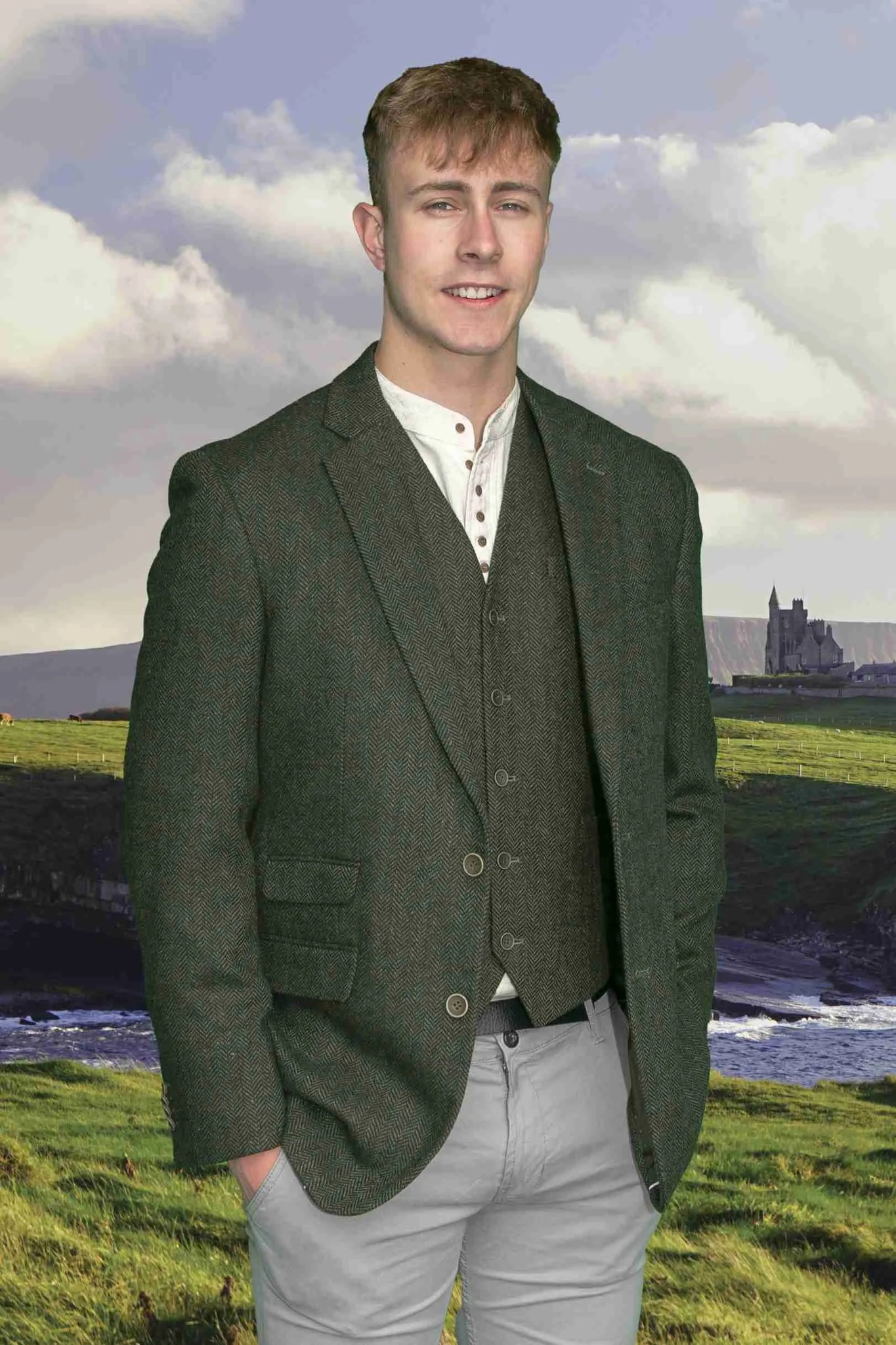 Irish Wool Tweed Sport Jacket - Olive