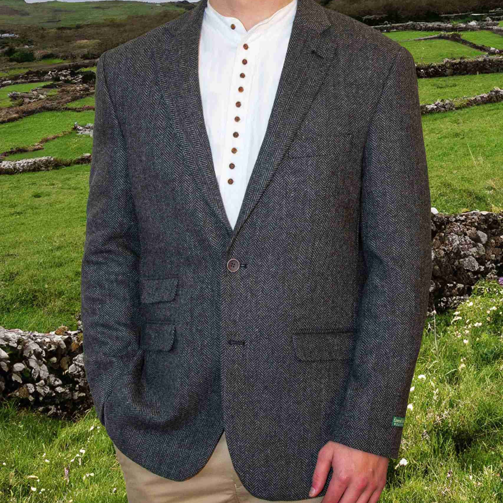 Irish Wool Tweed Sport Jacket - Charcoal Grey