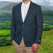 Irish Wool Tweed Sport Jacket - Herringbone Blue