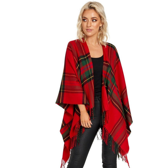 Jimmy Hourihan Fringed Shawl in Plaid Design