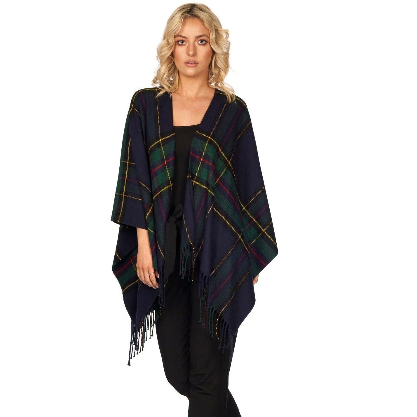 Jimmy Hourihan Fringed Shawl in Plaid Design