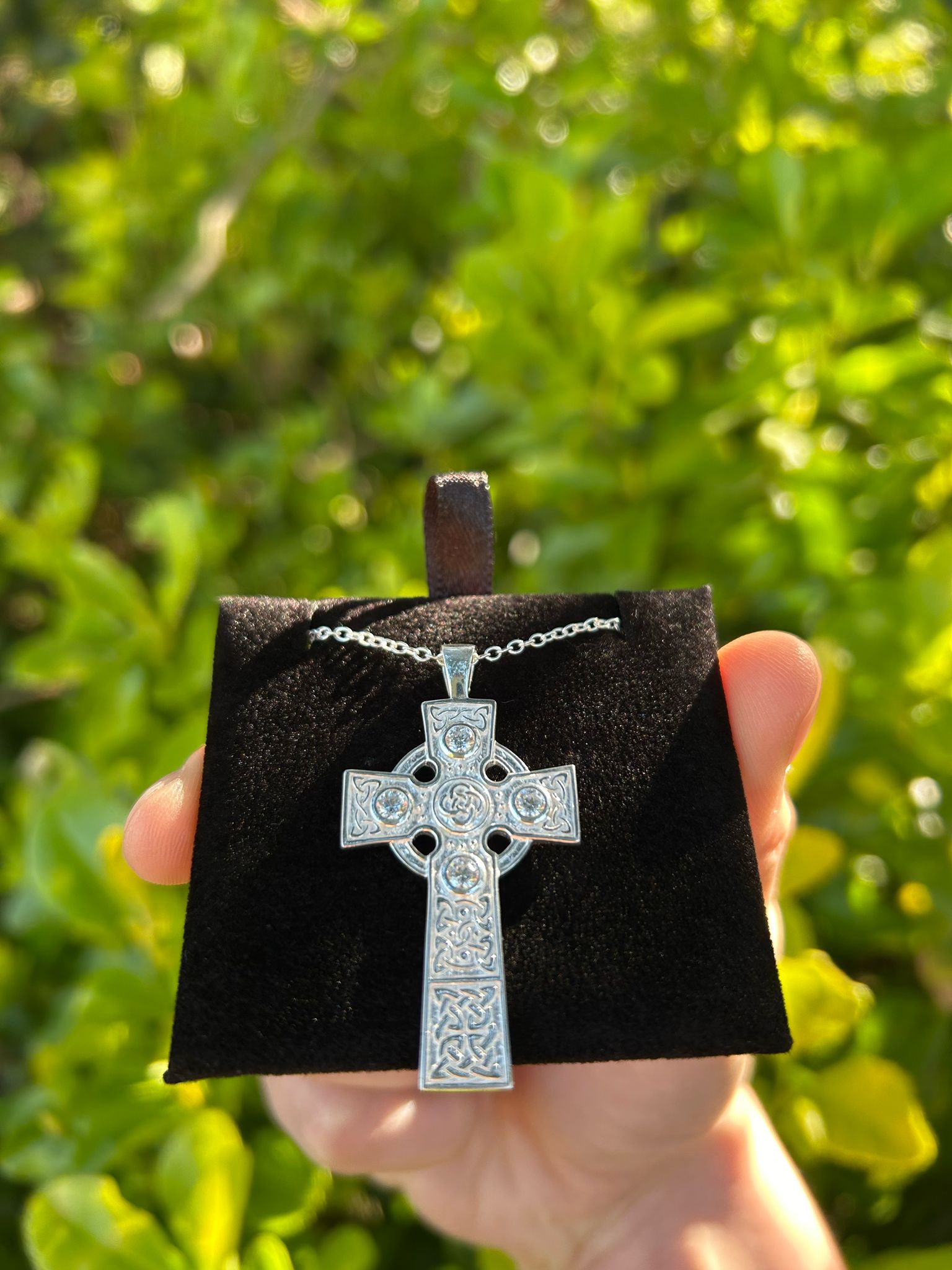 Irish High Cross with White Cubic Zirconias