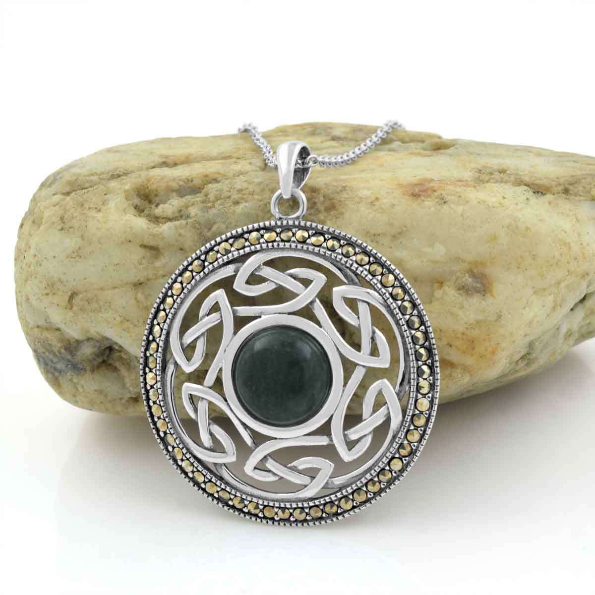 Celtic Heritage Sterling Silver Necklace with Connemara Marble